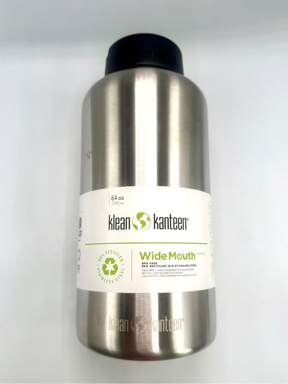 NEW Klean Kanteen Wide Mouth Insulated Water Bottle 64oz Stainless  Loop Cap